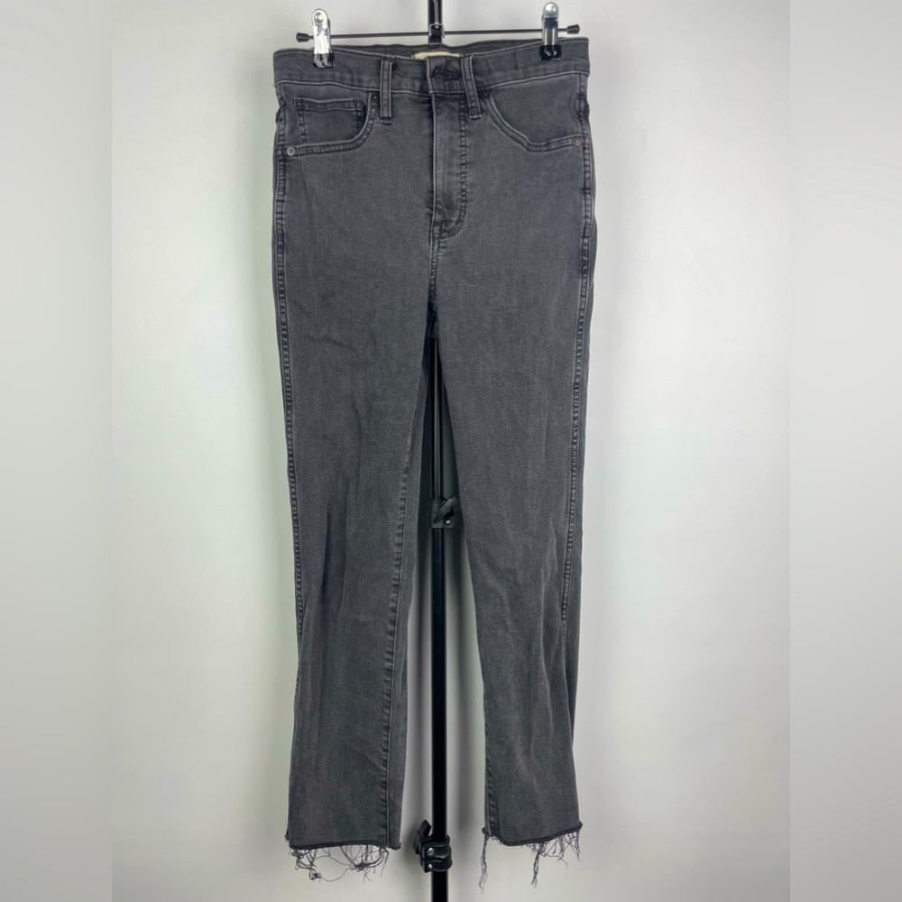 Madewell Washed Gray Stovepipe Raw Hem Cropped‎ Jeans